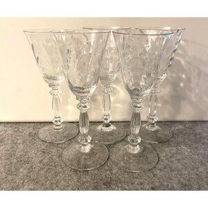 5 Caprice Clear Crystal Claret Glasses 5.75" Tall  # 2193